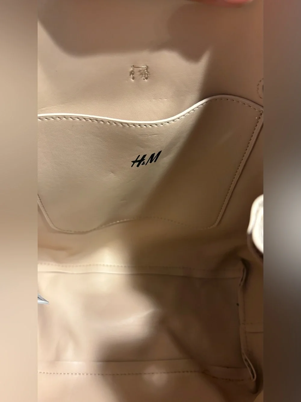 H&M Faux Leather Snake-Print Beige Drawstring Shoulder Bag